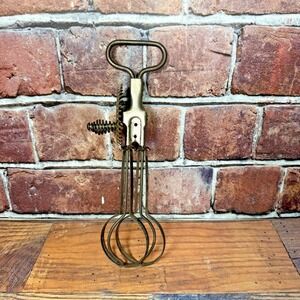 Antique 1923 A&J‎ Ekco  Manual Hand Mixer Beater Stainless Retro Kitchen USA